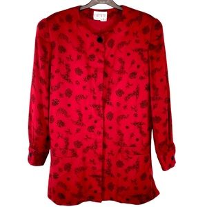 Vintage Asian Red Tunic Shirt, Size L